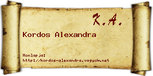 Kordos Alexandra névjegykártya